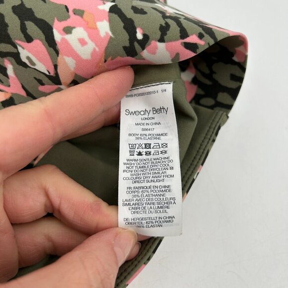 SWEATY BETTY Green Pink Floral Power Frame Racerback Workout Sports Bra Large - Picture 5 of 5